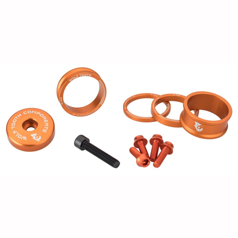 Load image into Gallery viewer, Wolf Tooth Raw Silver Headset BlingKit with Spacer Set &amp; Integrated Top Cap
