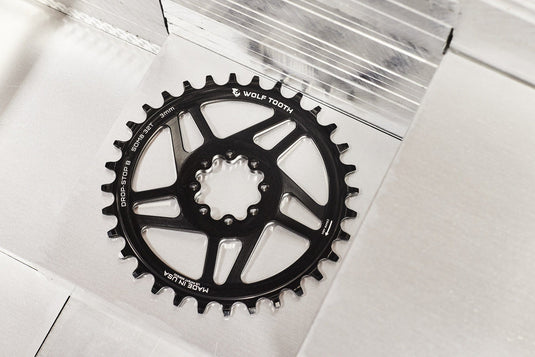 Wolf Tooth Direct Mount Chainring - 28t, SRAM Direct Mount, Drop-Stop B, For SRAM 8-Bolt Cranksets, 3mm Offset, Black