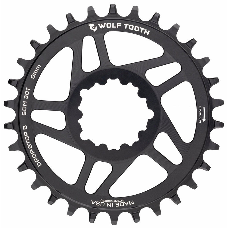 Load image into Gallery viewer, Wolf Tooth Direct Mount Chainring - 28t, SRAM Direct Mount, Drop-Stop B, For SRAM 3-Bolt Boost Cranks, 3mm Offset, Black
