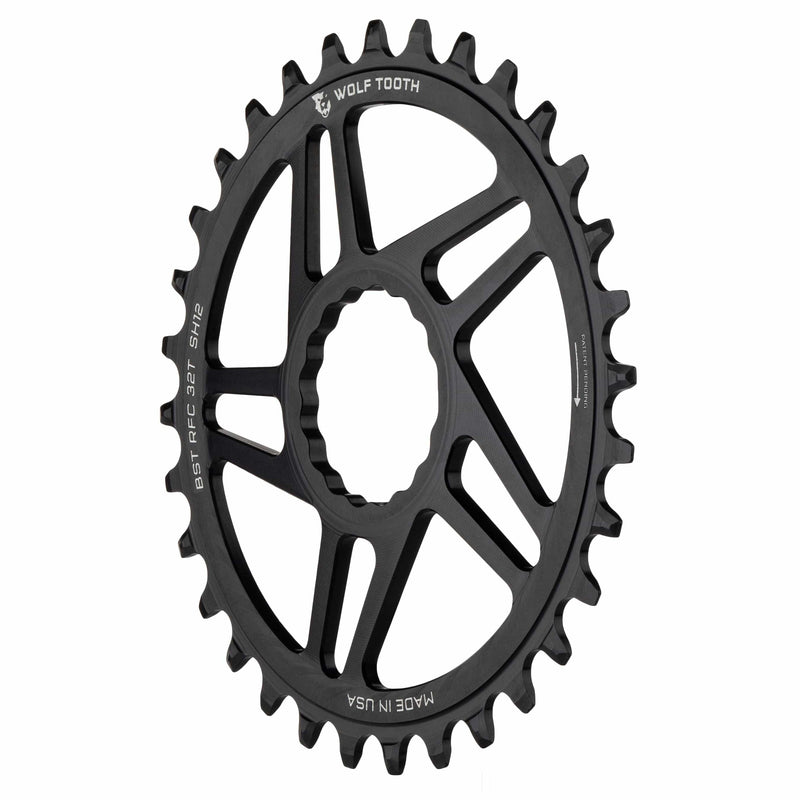 Load image into Gallery viewer, Wolf Tooth 34T Drop-Stop Chainring for Race Face Cinch Cranks | 7075 Aluminum, Mud Shedding, Chain Retention

