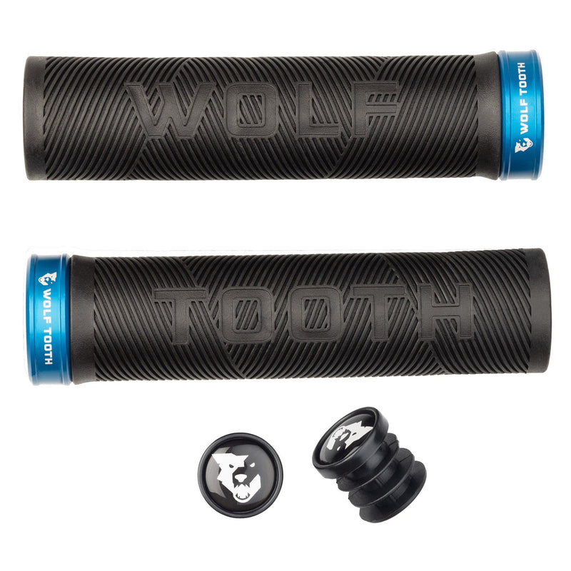 Load image into Gallery viewer, Wolf Tooth Echo Lock-On MTB Grips - Tacky Rubber, Anodized Aluminum
