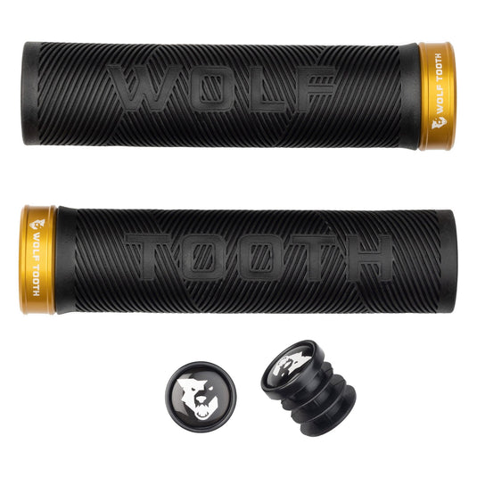 Wolf Tooth Echo Lock-On MTB Grips - Tacky Rubber, Anodized Aluminum