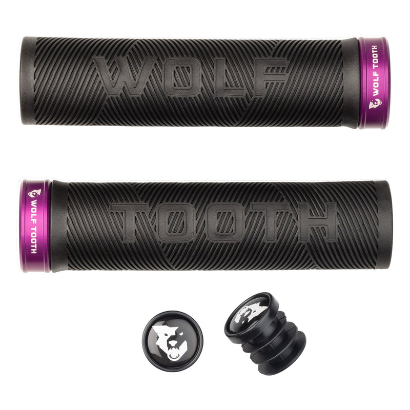 Load image into Gallery viewer, Wolf Tooth Echo Lock-On MTB Grips - Tacky Rubber, Anodized Aluminum
