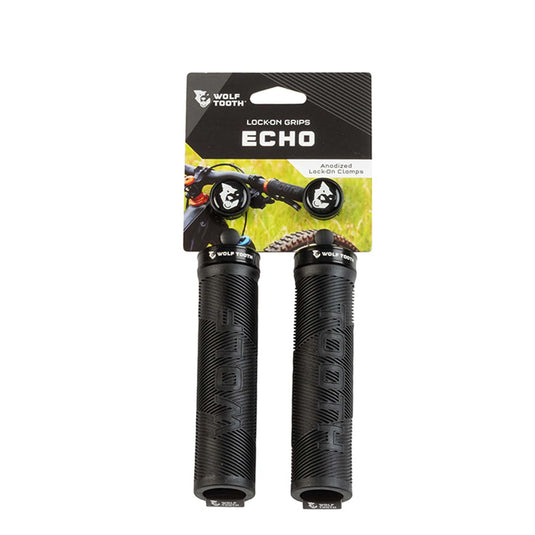 Wolf Tooth Echo Lock-On MTB Grips - Tacky Rubber, Aluminum Collars