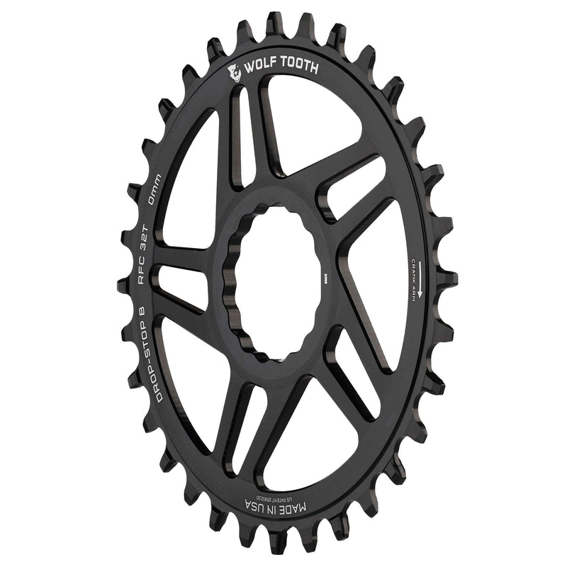Load image into Gallery viewer, Wolf Tooth 34T Drop-Stop Chainring for Race Face Cinch Cranks | 7075 Aluminum, Mud Shedding, Chain Retention
