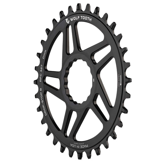 Wolf Tooth 34T Drop-Stop Chainring for Race Face Cinch Cranks | 7075 Aluminum, Mud Shedding, Chain Retention
