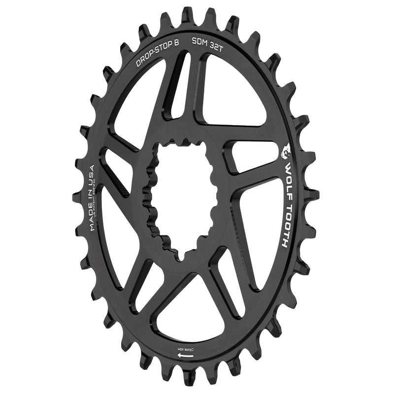 Load image into Gallery viewer, Wolf Tooth Direct Mount Chainring - 30t, SRAM Direct Mount, Drop-Stop B, For SRAM 3-Bolt Boost Cranks, 3mm Offset, Black
