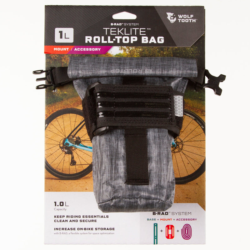 Load image into Gallery viewer, Wolf Tooth B-RAD TekLite Roll-Top Bag 1L Gray Bag and strap
