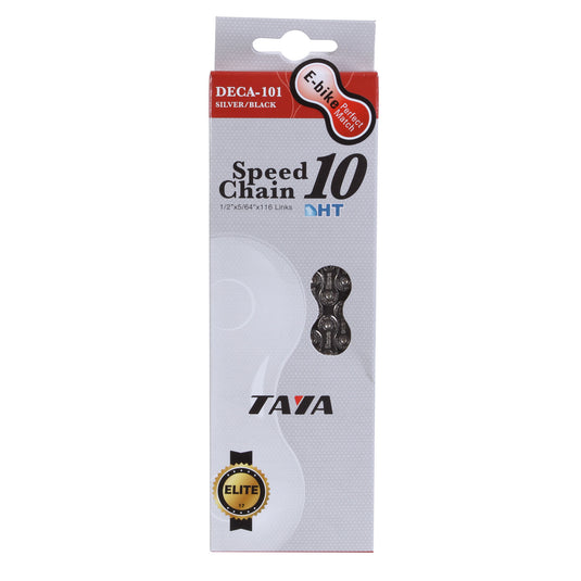 Taya Chain Deca-101 Chain, 10sp - Silver/Blk, Each NLS