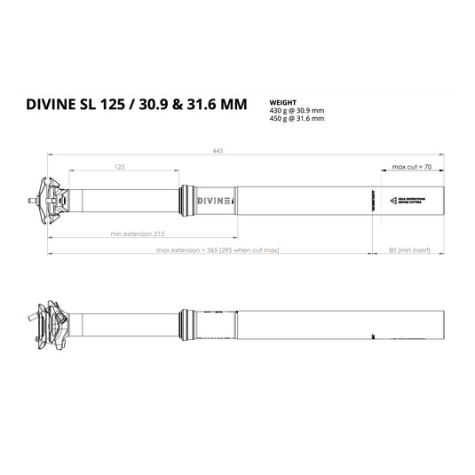 Bike Yoke Divine SL Seatpost Without Remote(125)31.6x445mm